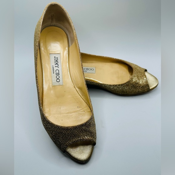 jimmy Choo leather glitter accent flats size 7.5 - Picture 2 of 7